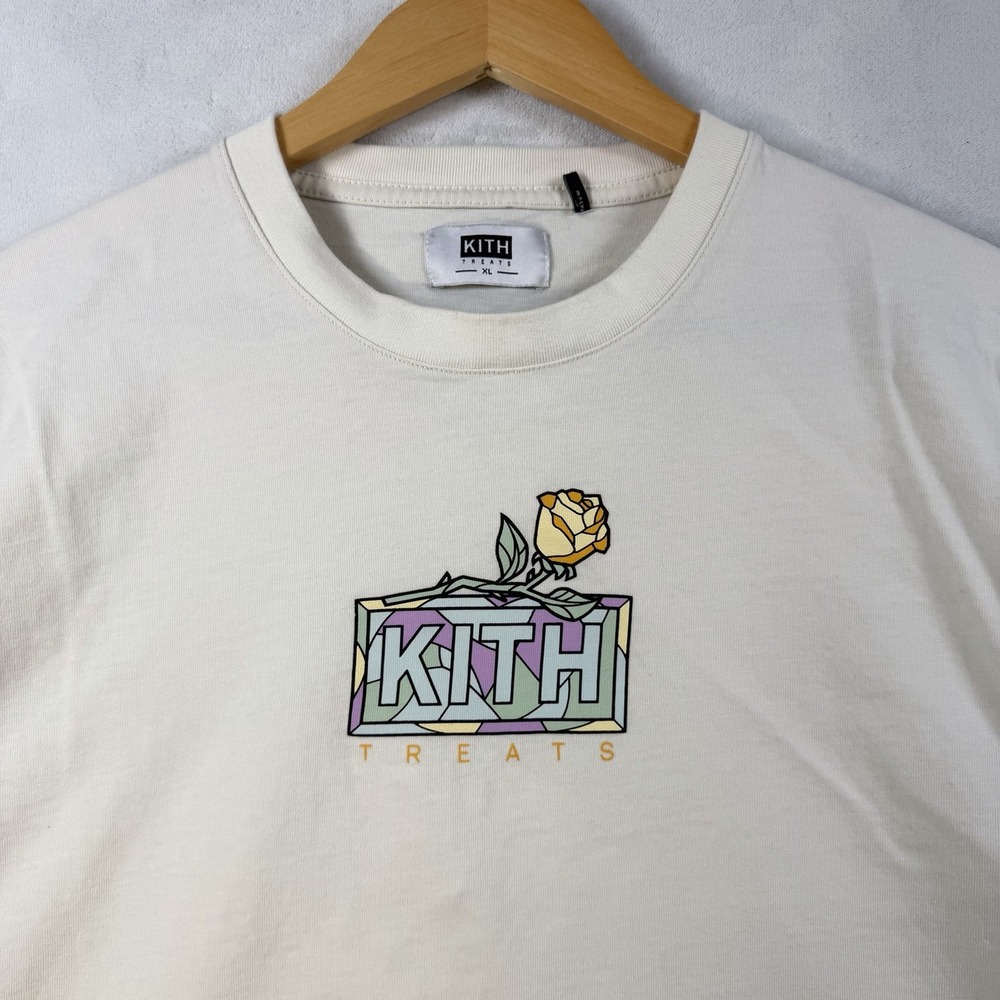 Kith Mosaic Rose Tee Shirt Off White Men's Size XL